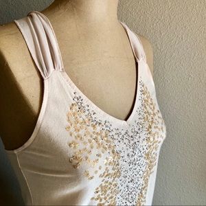 Tan Racerback Bead Embellished Top